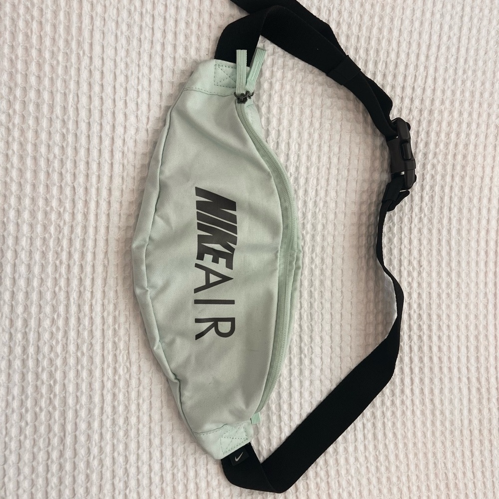 Nike Green and Black Belt Bag with Adjustable Strap and Smooth Fabric